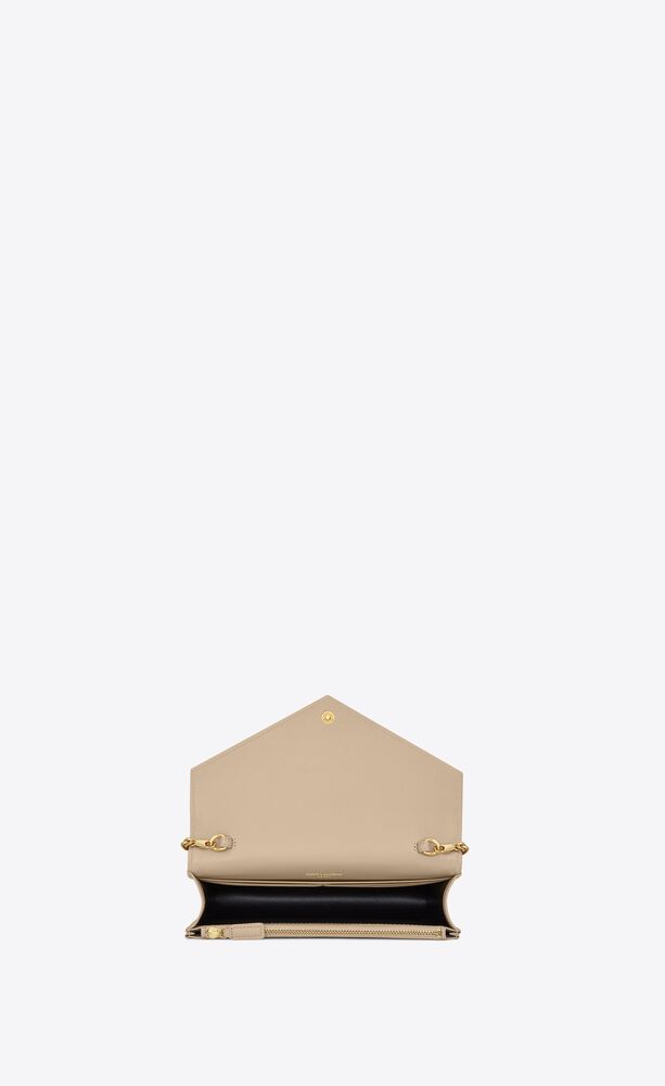 Envelope chain wallet en cuir embossé grain de poudre Clearance