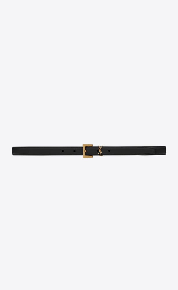 cassandre thin belt with square buckle in lacquered leather