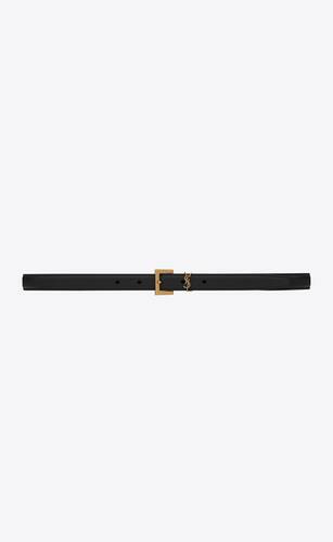 narrow monogram belt with square buckle in lacquered leather