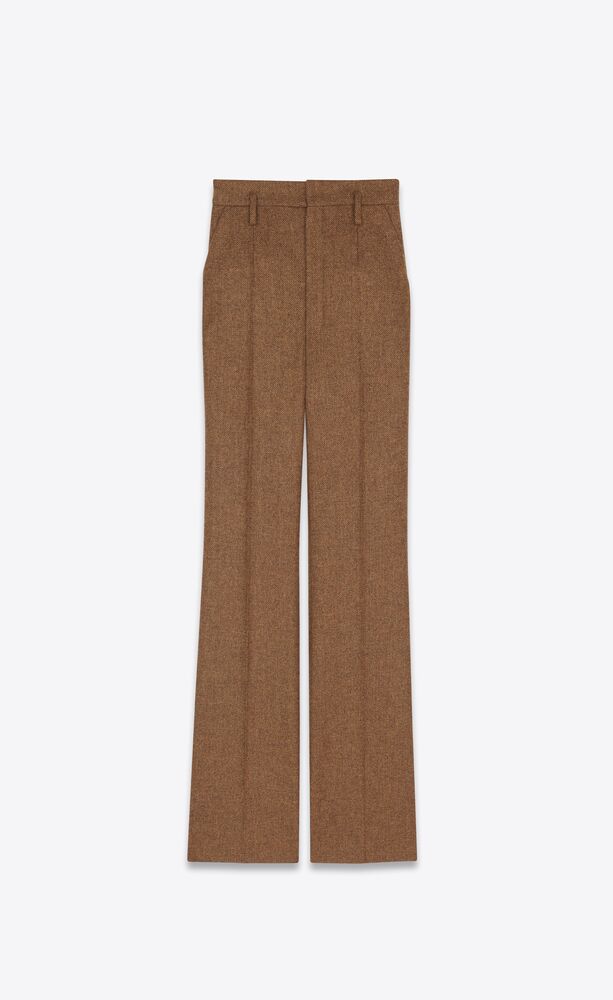 high-waisted pants in chevron wool