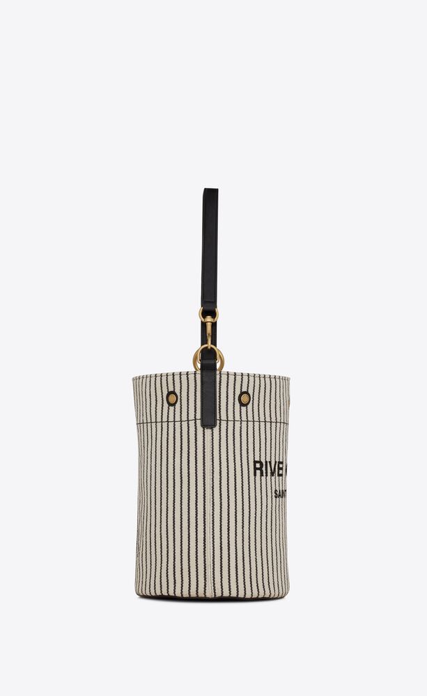 Rive Gauche bucket bag in striped canvas and leather | Saint 