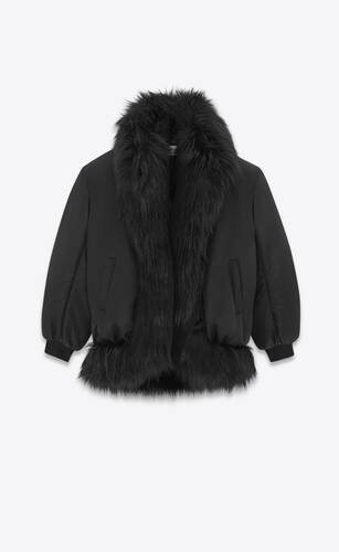 나일론 및 animal-free fur 소재의 오버사이즈 보머 재킷