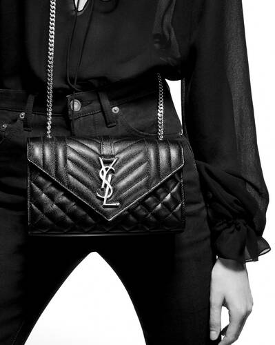 Beige Envelope mini quilted-leather cross-body bag, Saint Laurent