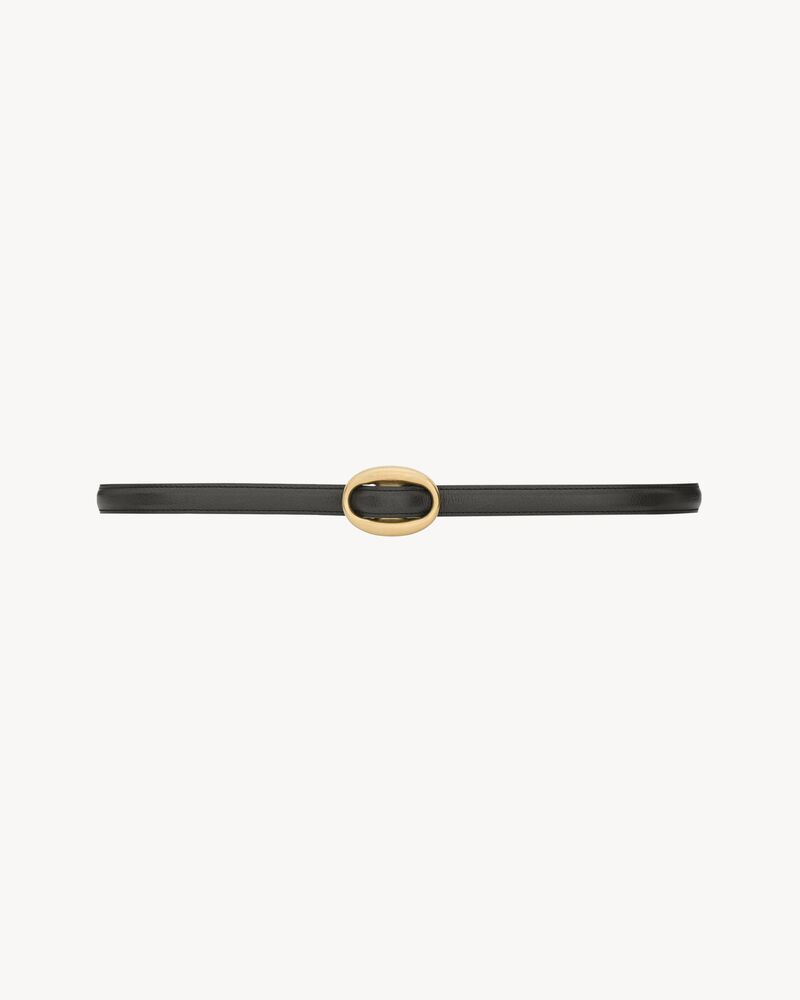 oval buckle thin belt in smooth leather