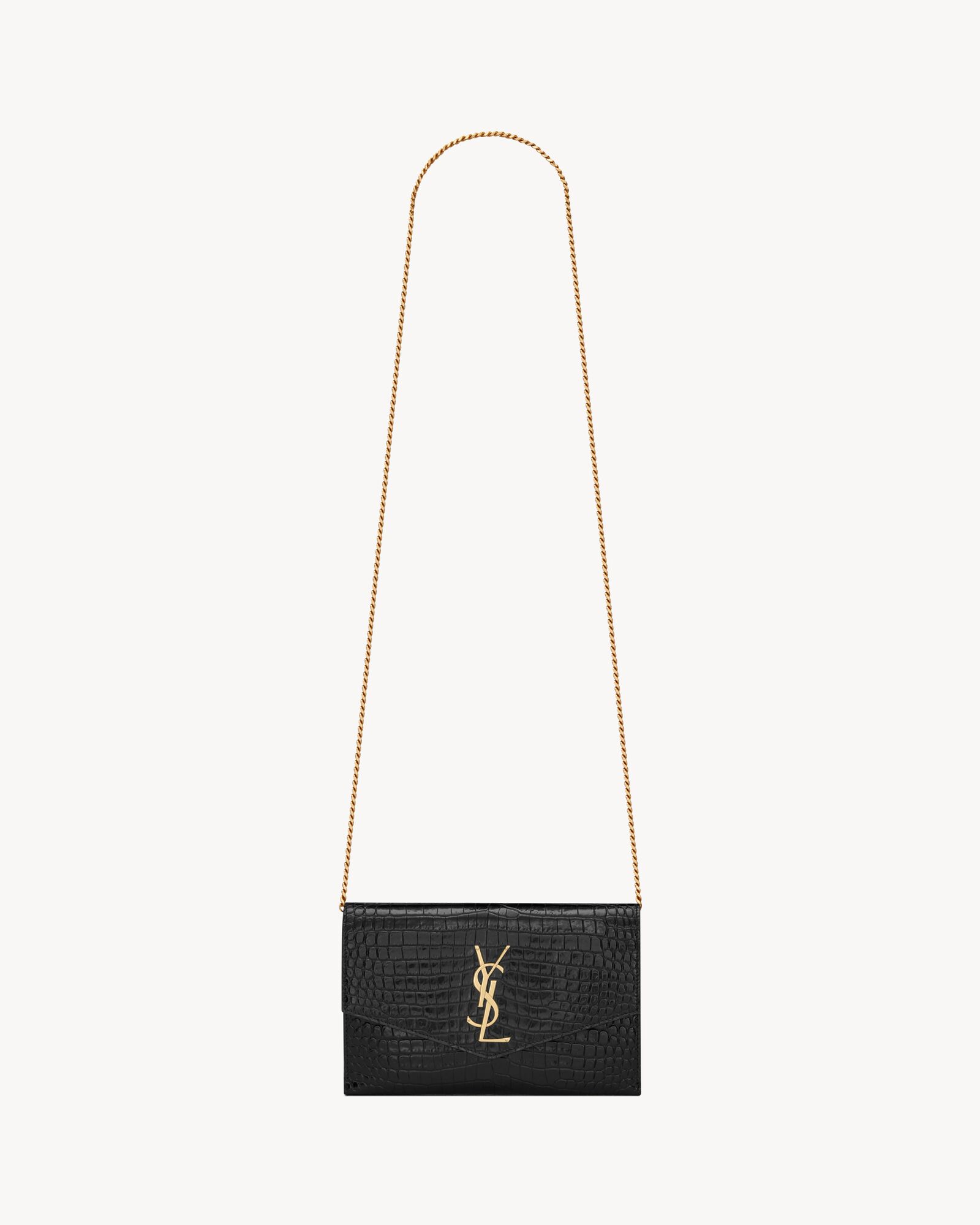 Saint laurent croc card holder sale