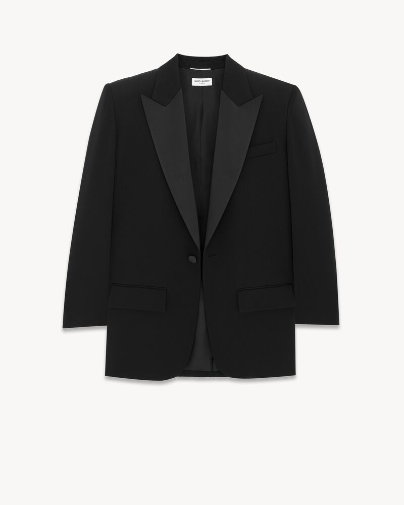 oversized tuxedo jacket in grain de poudre