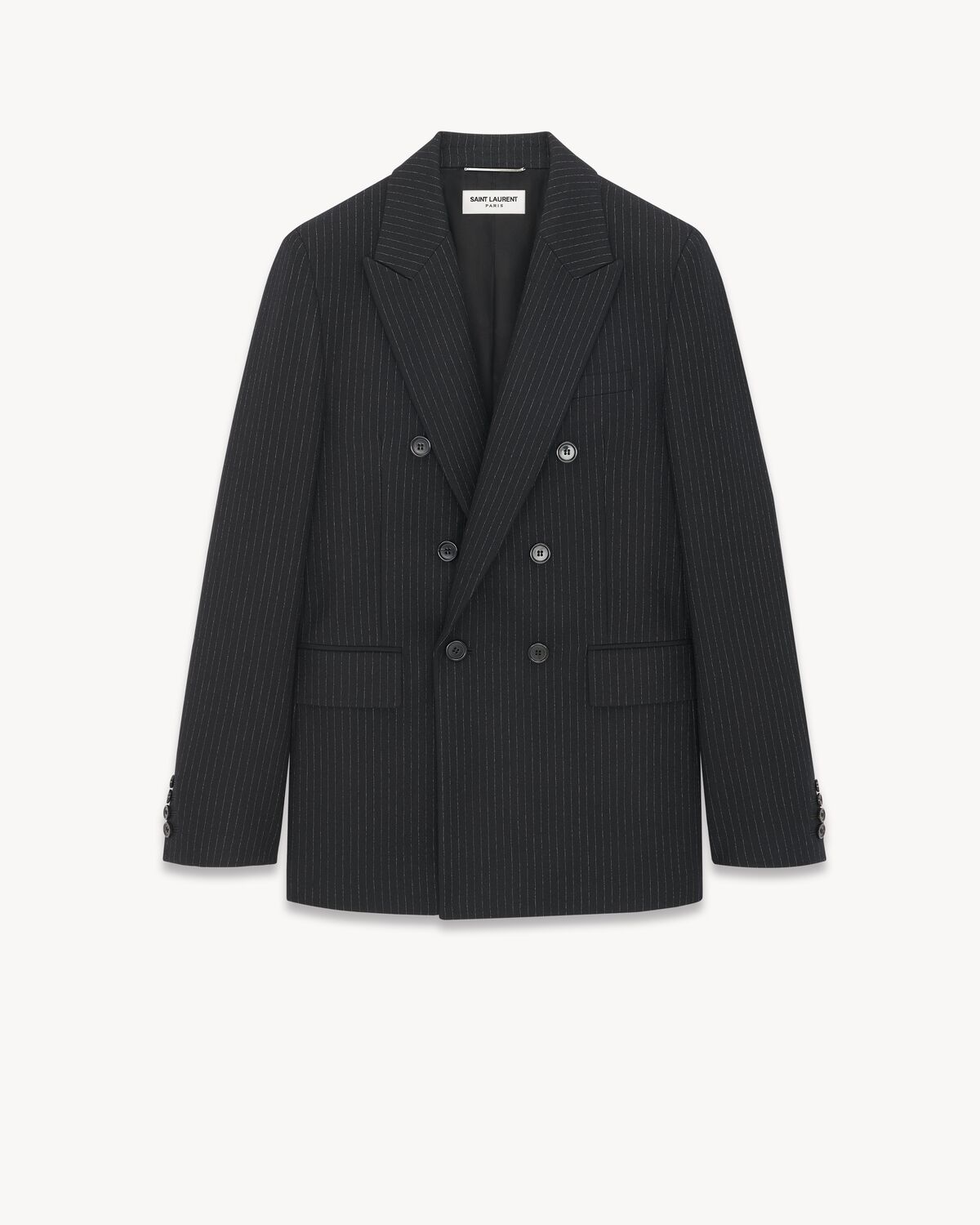 Jacket in striped wool flannel | Saint Laurent | YSL.com