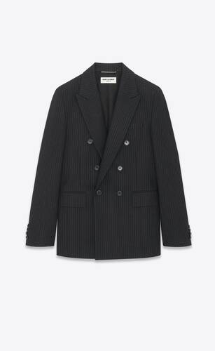jacket in striped wool flannel