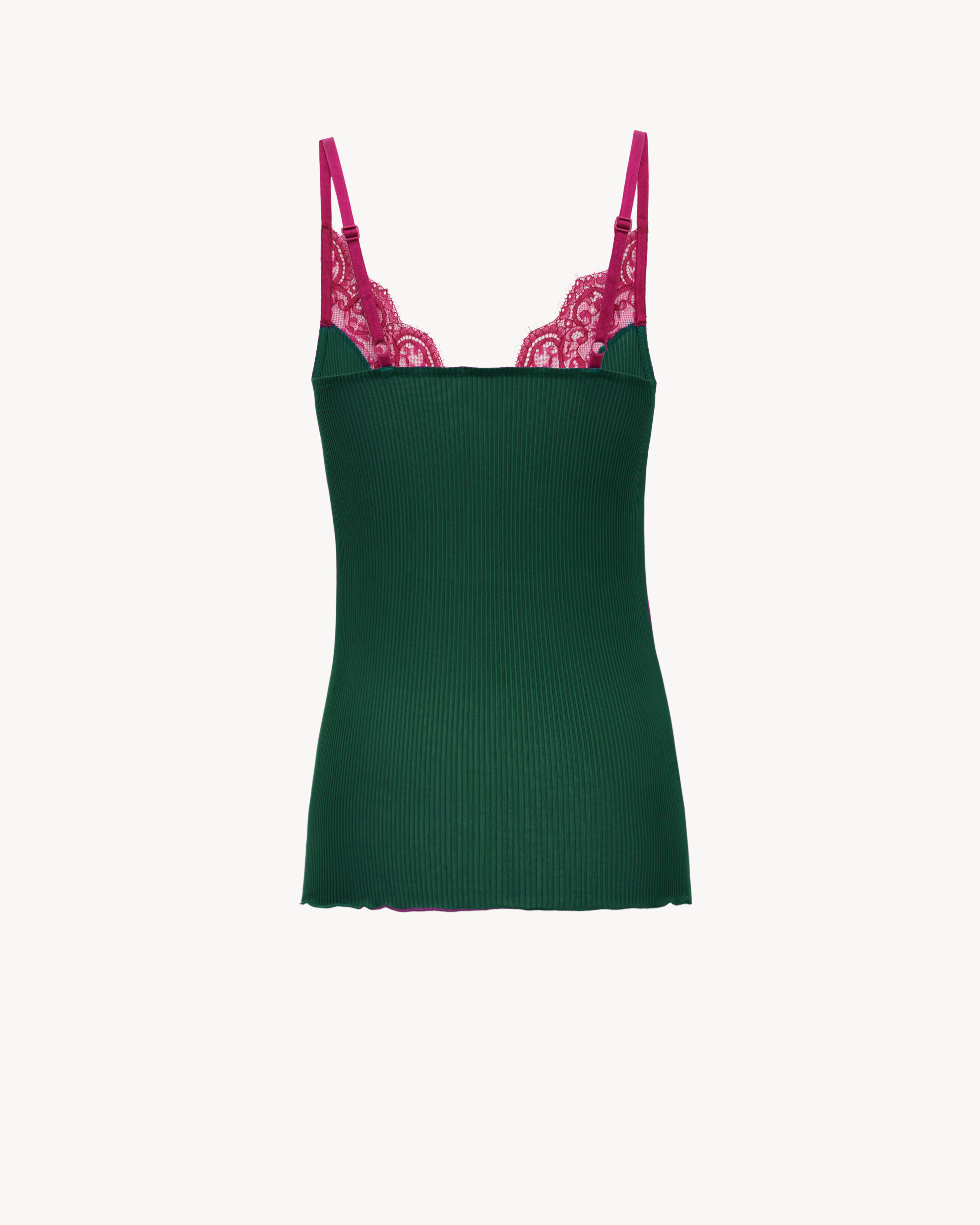 Lace Tank Top in Ribbed Silk Jersey