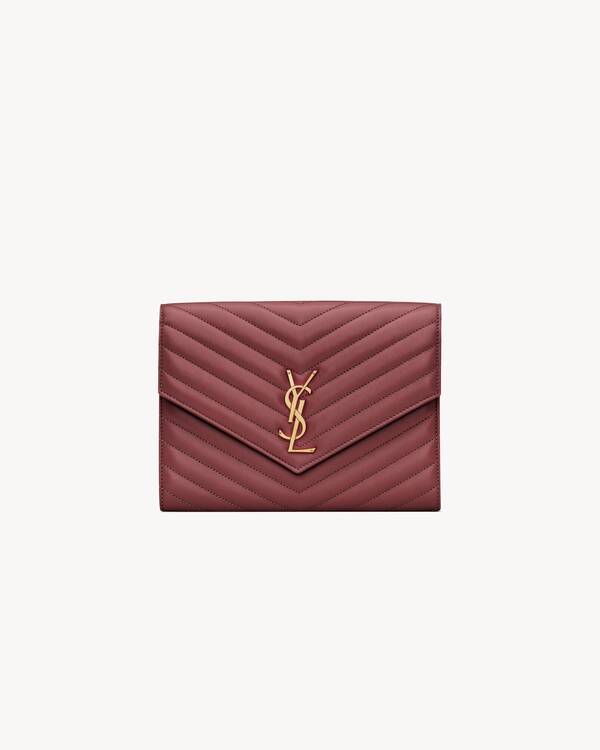 YVES SAINT LAURENT BURGUNDY on sale FLAP CLUTCH