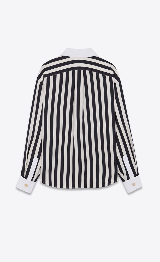 Oversized shirt in striped silk twill | Saint Laurent | YSL.com