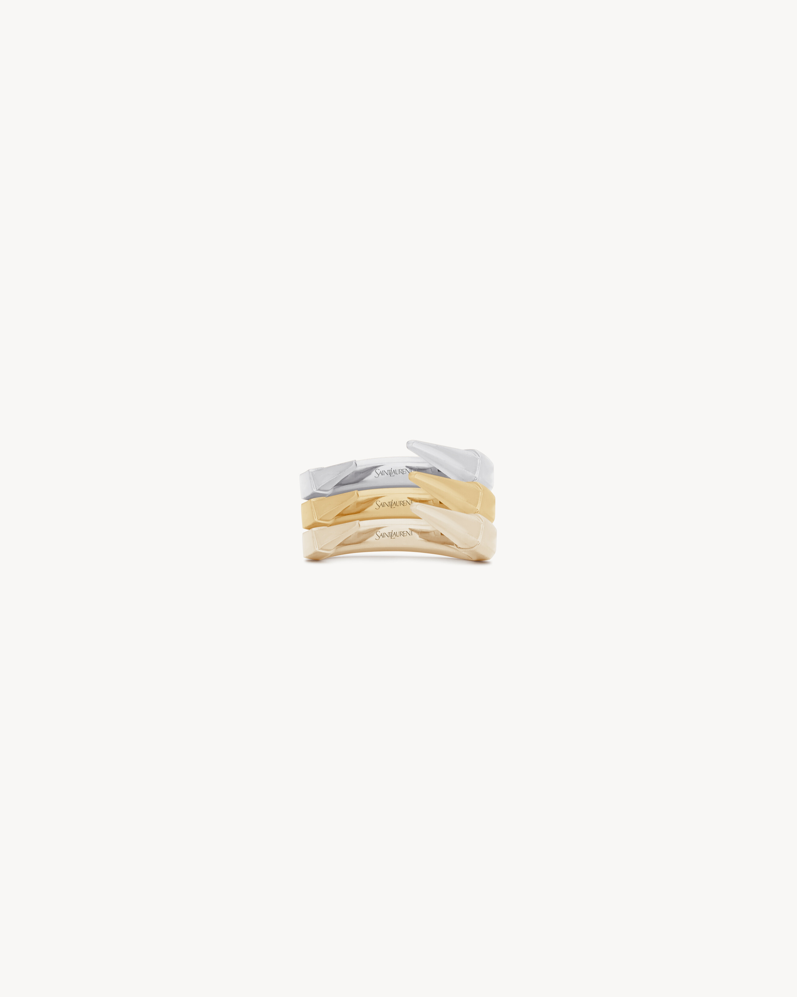 Spiky rings in 18K grey gold, yellow, gold and pale gold