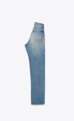 lange baggy-jeans mit v-förmiger taille aus denim in vintage blue