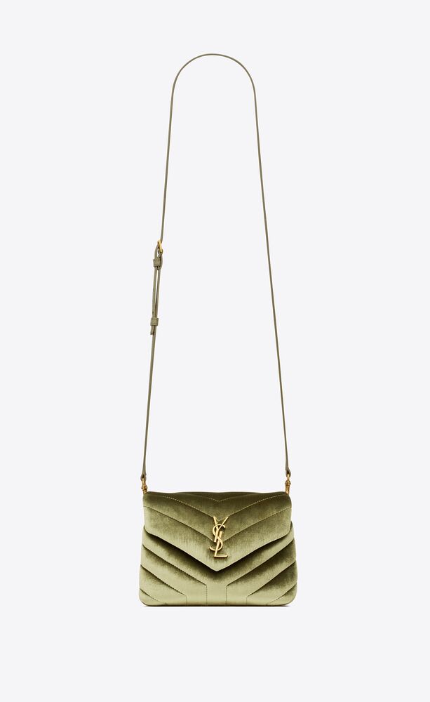 Loulou Small Velvet Shoulder Bag in Green - Saint Laurent