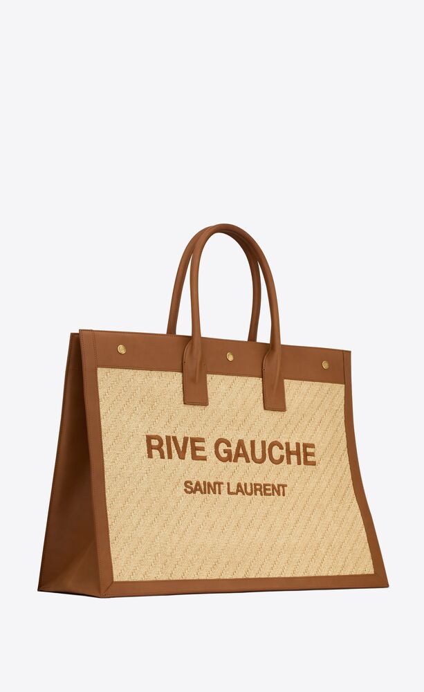 Rive gauche in embroidered raffia and vegetable-tanned leather | Saint ...