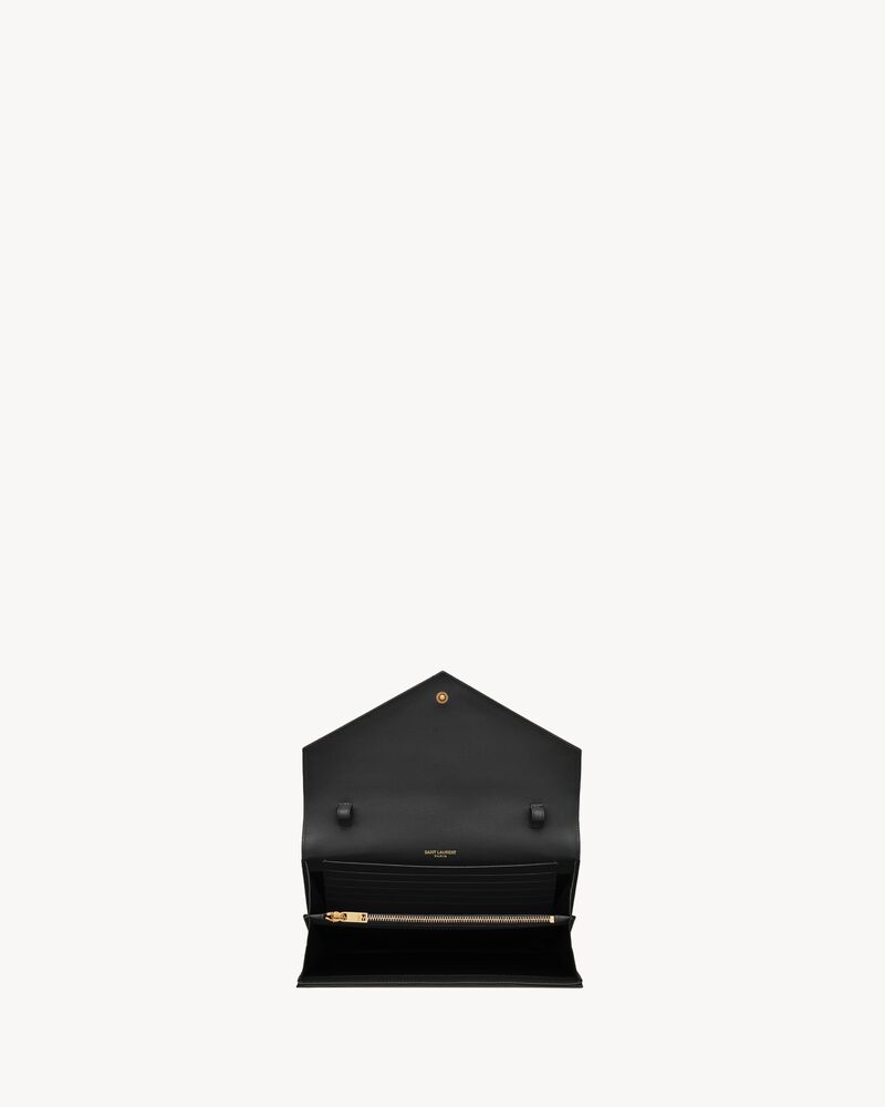 Cassandre Matelasse Leather Wallet On Chain in Black - Saint