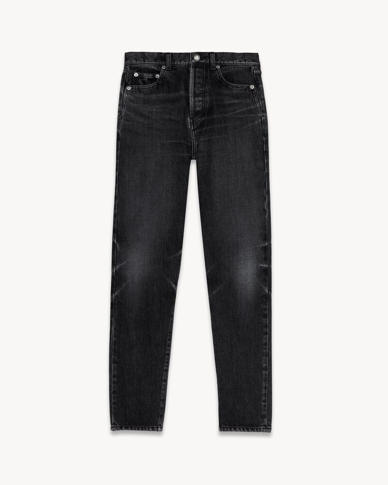 vaqueros slim de denim negro medio efecto sucio