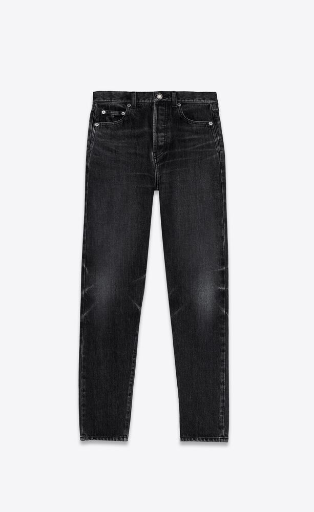 eng anliegende jeans aus denim in dirty medium black
