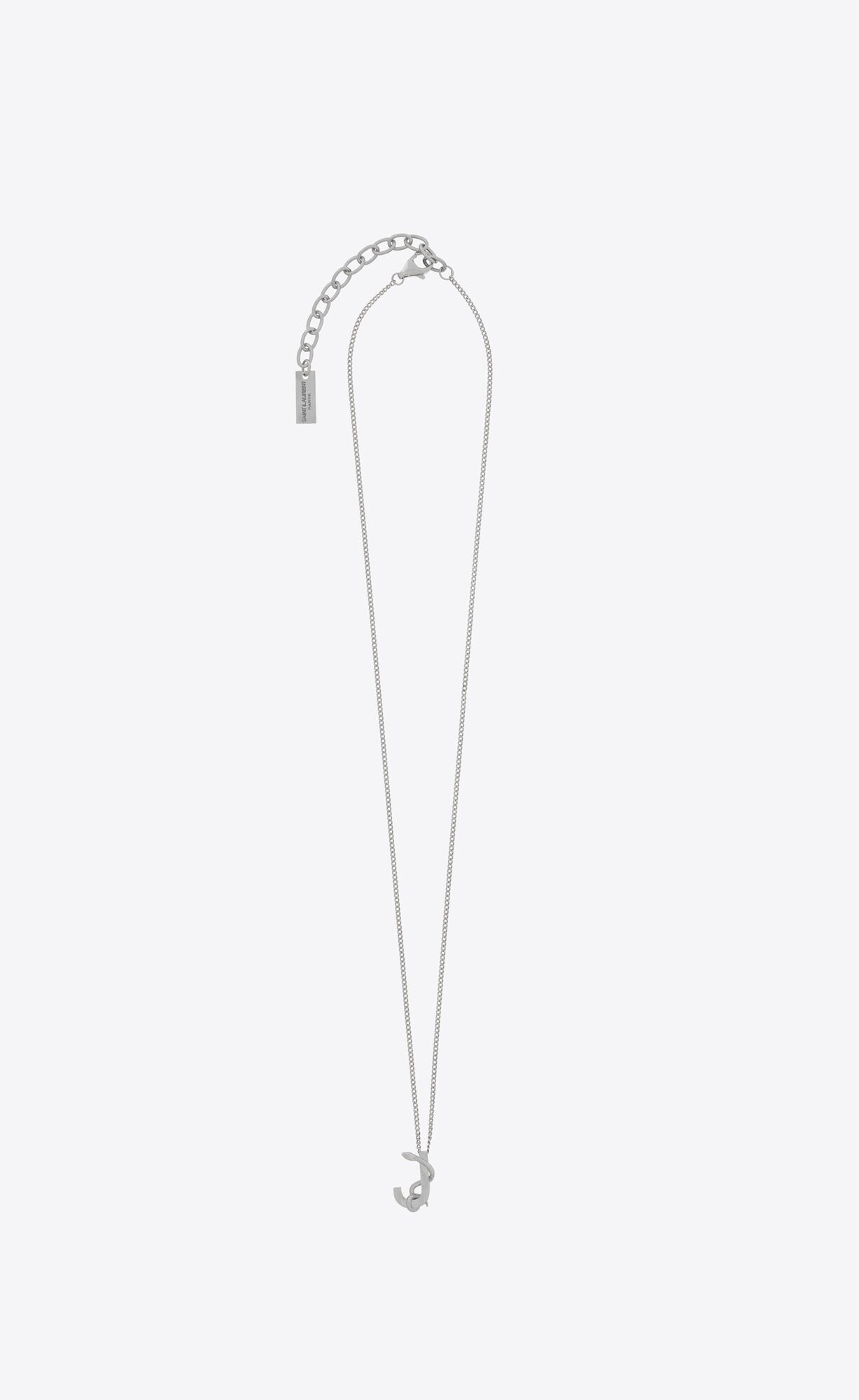 Letter J pendant necklace in silver Saint Laurent United States