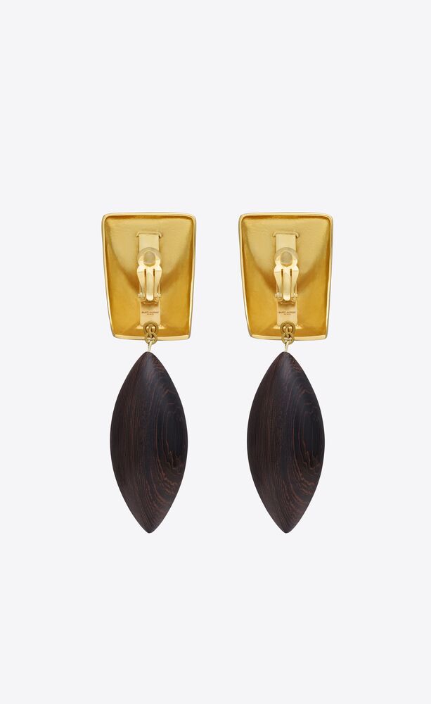 pyramid earrings in wood and metal