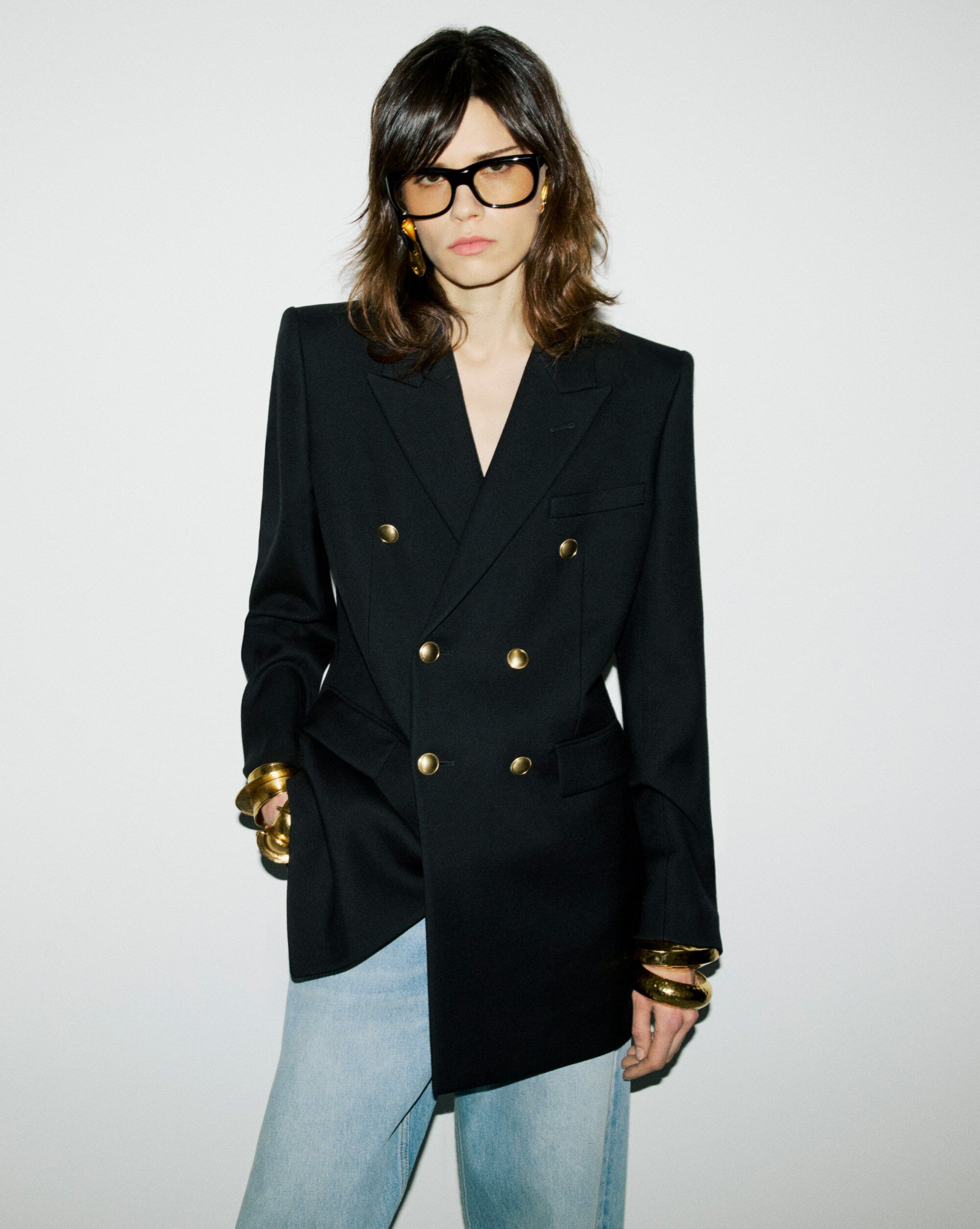 blazer em gabardine de lã