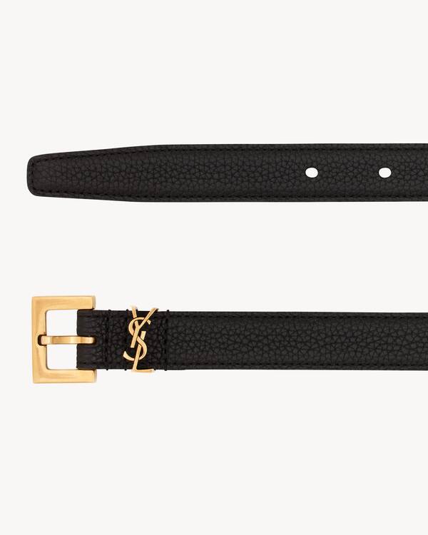 CASSANDRE THIN BELT WITH SQUARE BUCKLE IN GRAINED LEATHER | Saint ...