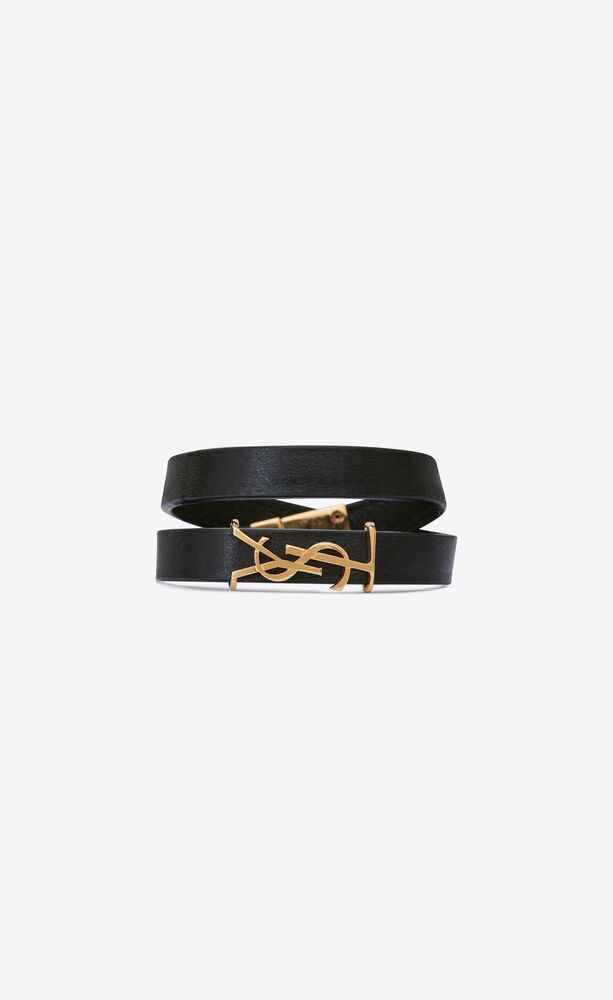 SAINT LAURENT Cassandre gold-tone leather bracelet | NET-A-PORTER
