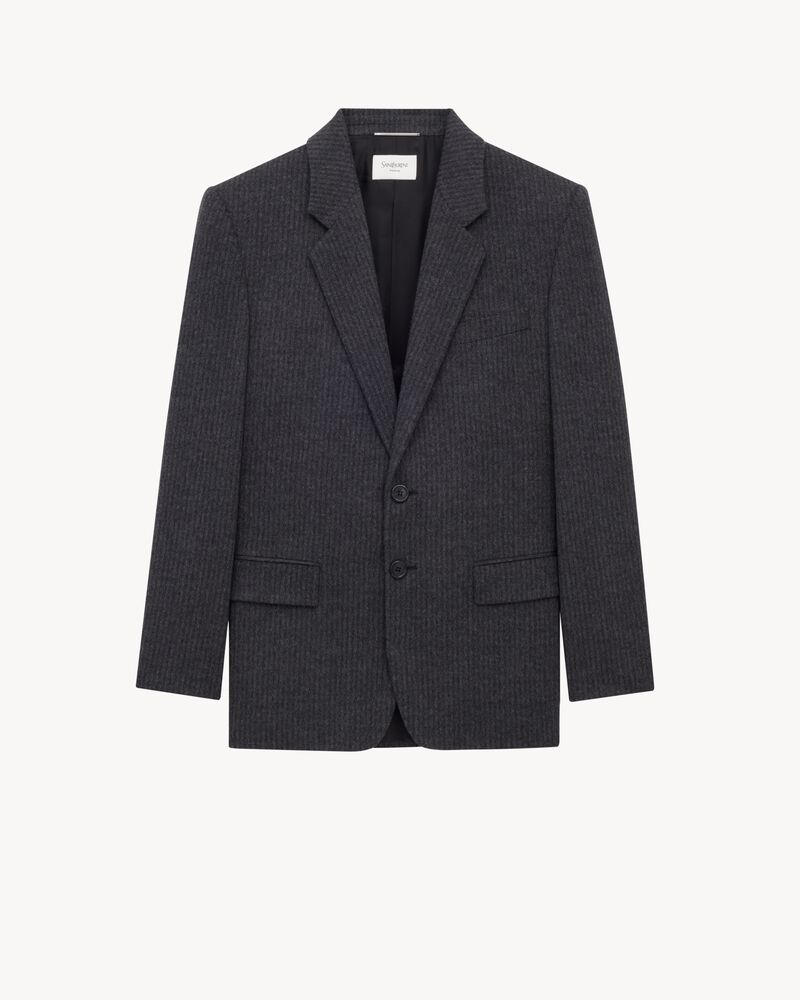 jacket in striped wool and cashmere flannel