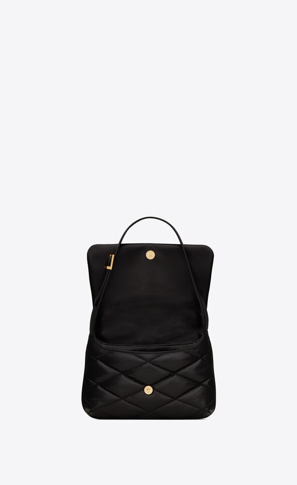 NIB Saint Laurent Le 57 Black Leather Matelasse Hobo Shoulder Bag