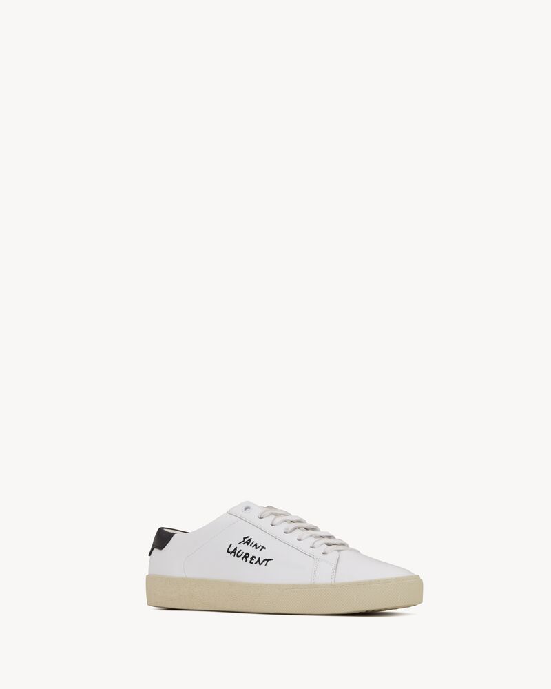 sneakers court sl/06 bianco ottico in pelle e color oro ricamate