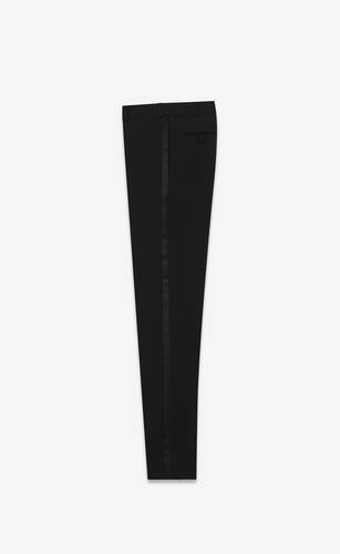 Saint Laurent Crepe-trimmed Grain de Poudre Wool Straight-Leg Pants - Black - FR34