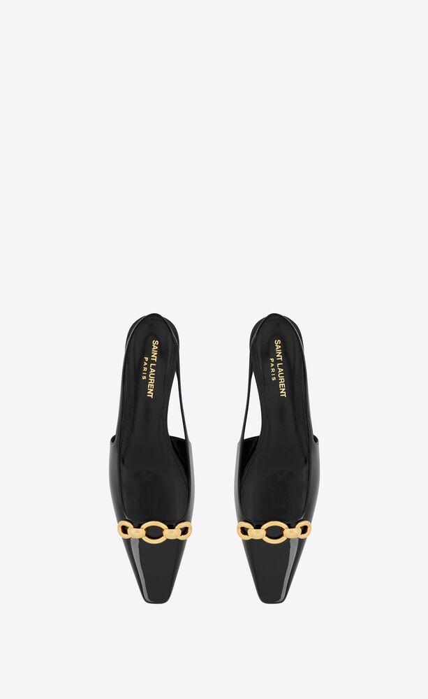 blade slingback flats in patent leather