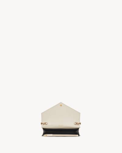 cassandre matelassé envelope chain wallet in grain de poudre embossed leather