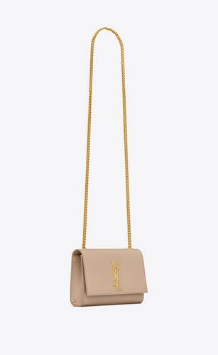 YSL Small Kate Tassel bag in Embossed Dark Beige Leather