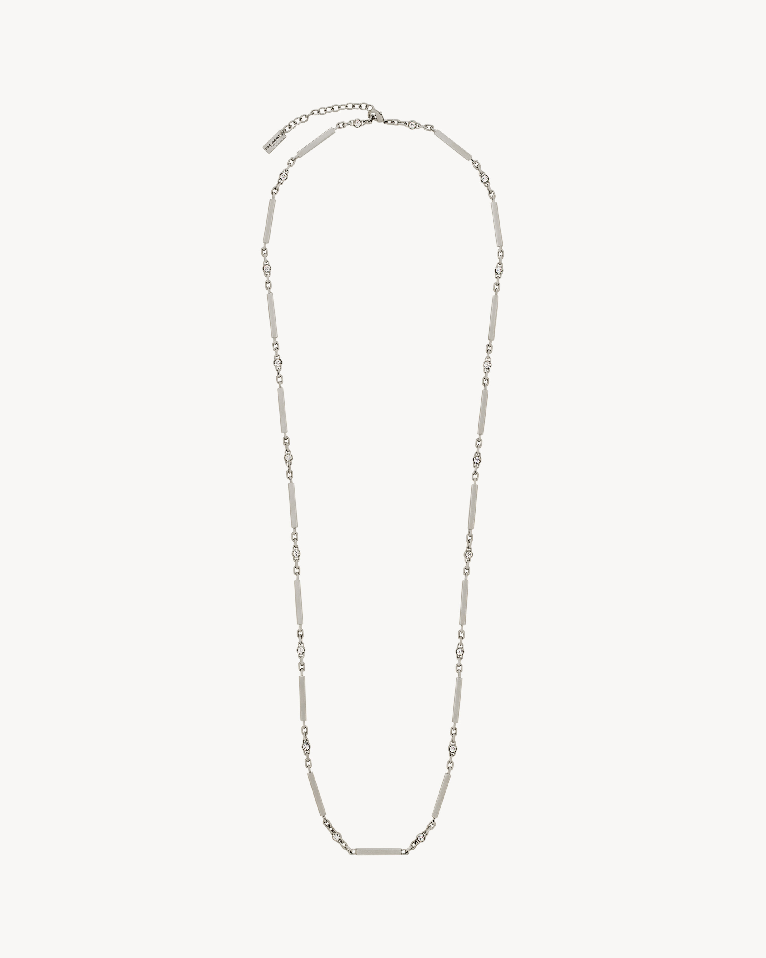 crystal bar necklace in metal