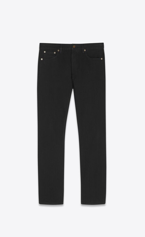 mid-waist jeans in worn black denim