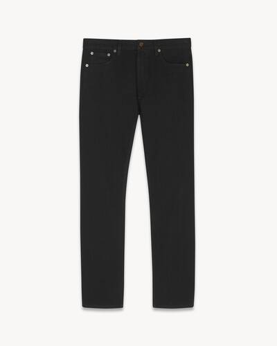 mid-waist jeans in worn black denim