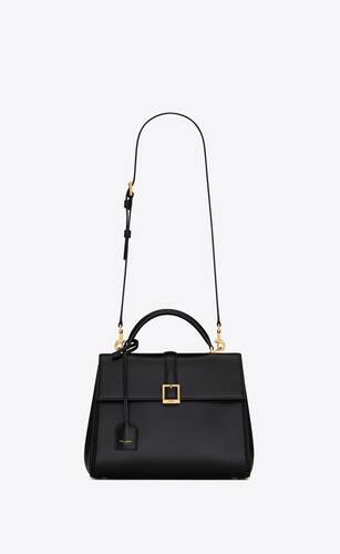 le fermoir small top handle bag in shiny leather