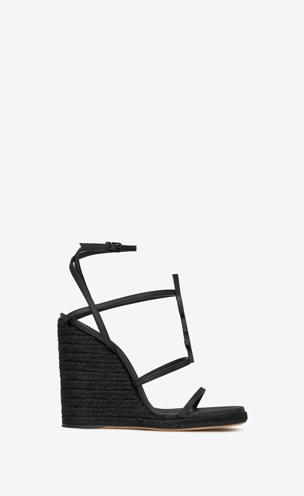 Yves Saint Laurent, Shoes, Classic Black Lambskin Calf Leather Ysl  Espadrilles