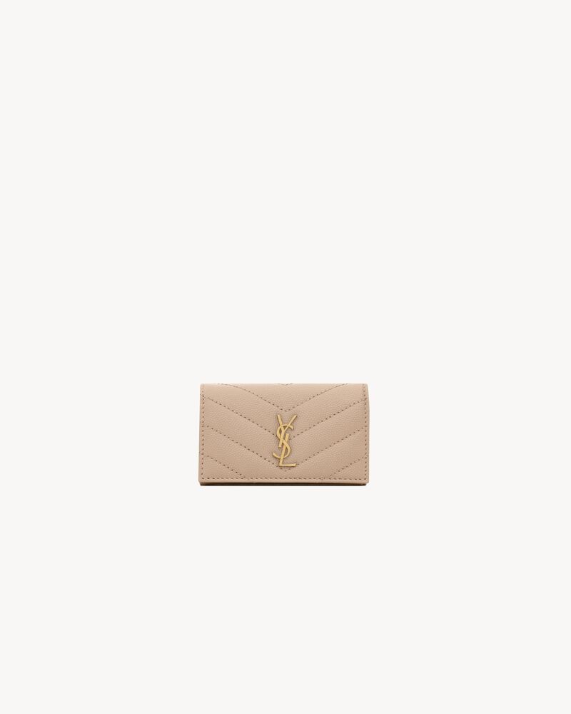 cassandre matelassé slim key case in grain de poudre embossed leather