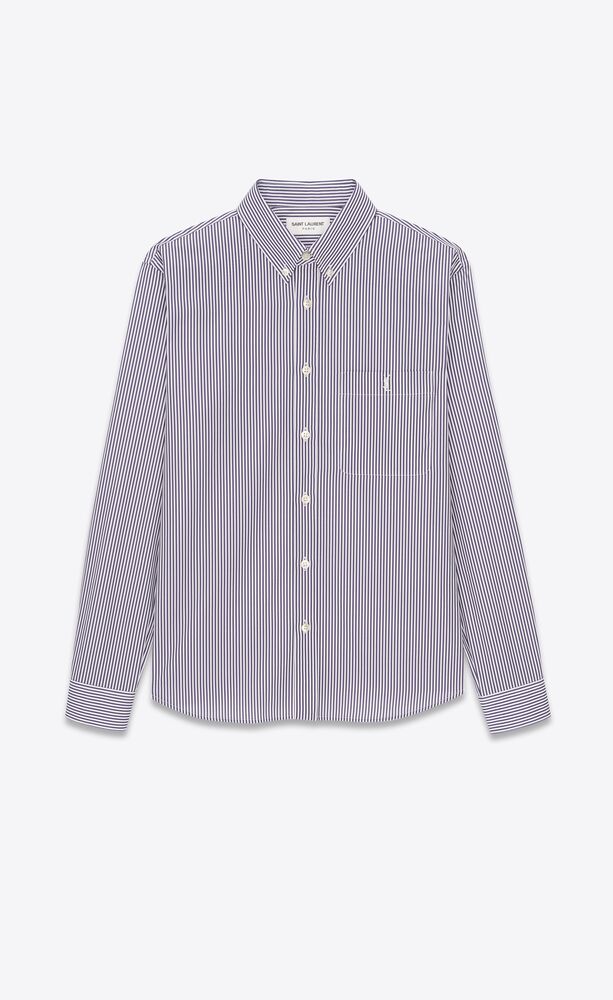 camisa con monograma de popelina de algodón con motivo de rayas