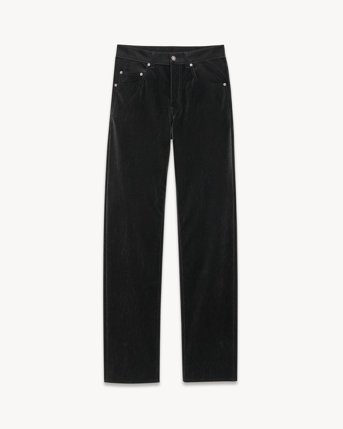 Long extreme baggy jeans in crinkle black denim | Saint Laurent | YSL.com