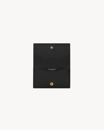 Saint Laurent Black Suede Glitter Star Monogram Card Holder Saint