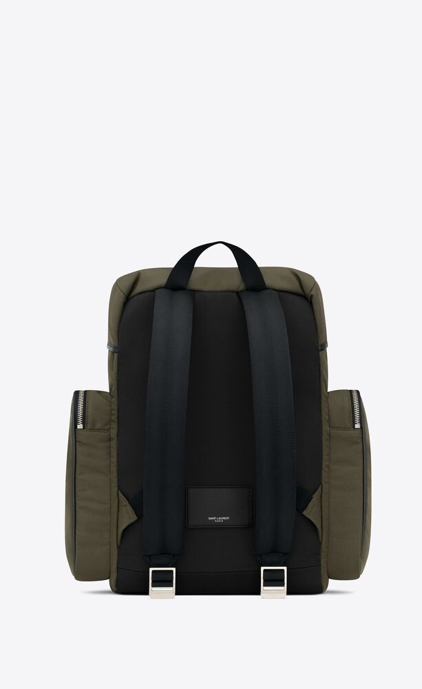 city multipocket backpack in canvas, smooth leather and nylon