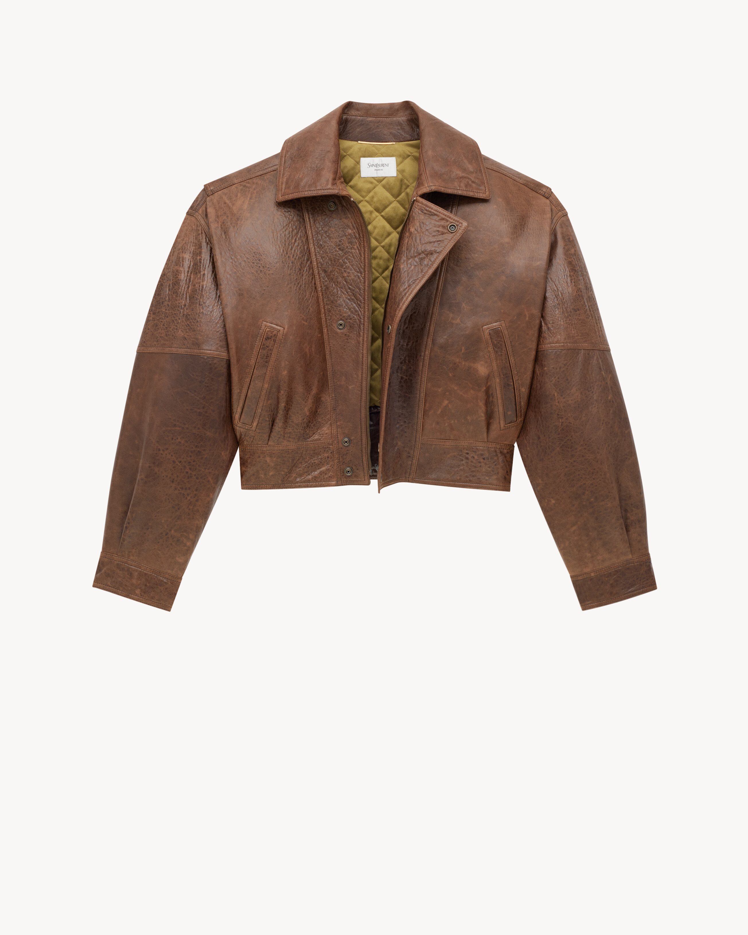 Bomber en cuir d’agneau vieilli