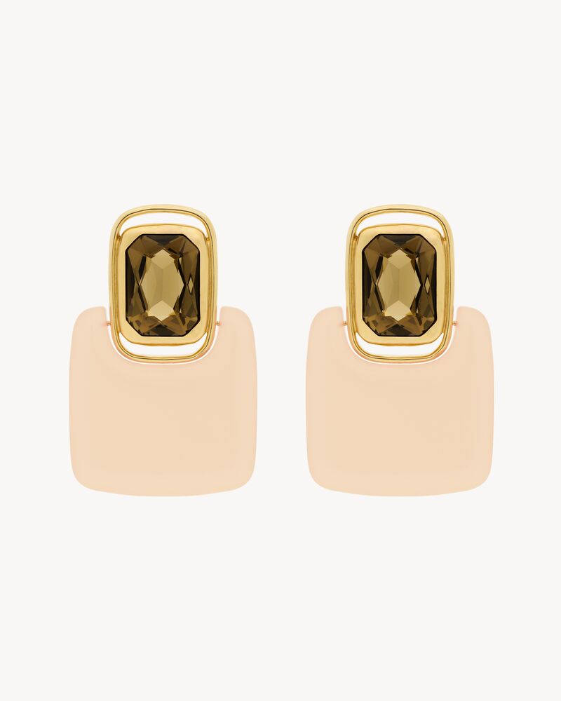 Quadratische Cabochon-Ohrringe aus Harz und Metall