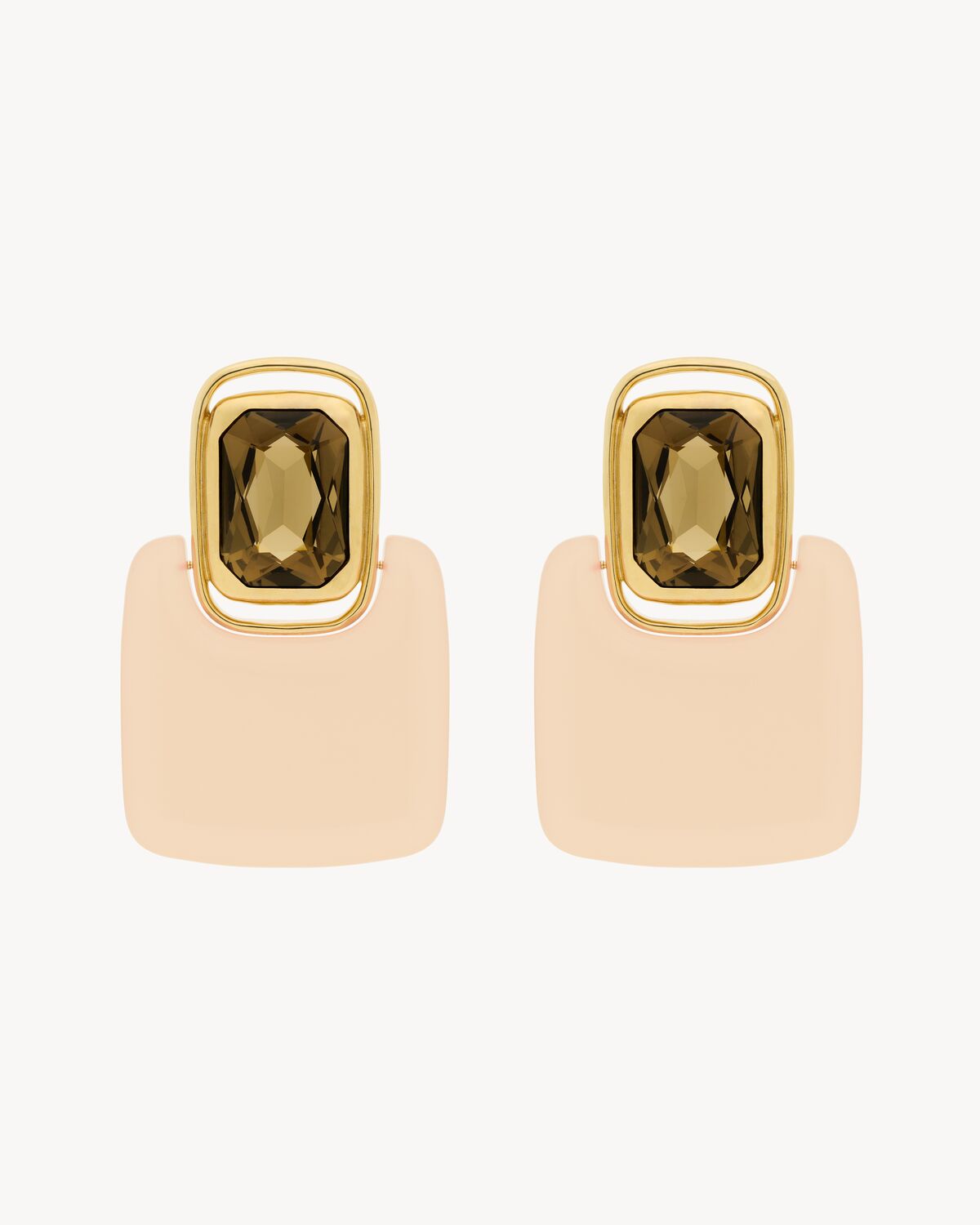 Cabochon square earrings in resin and metal | Saint Laurent | YSL