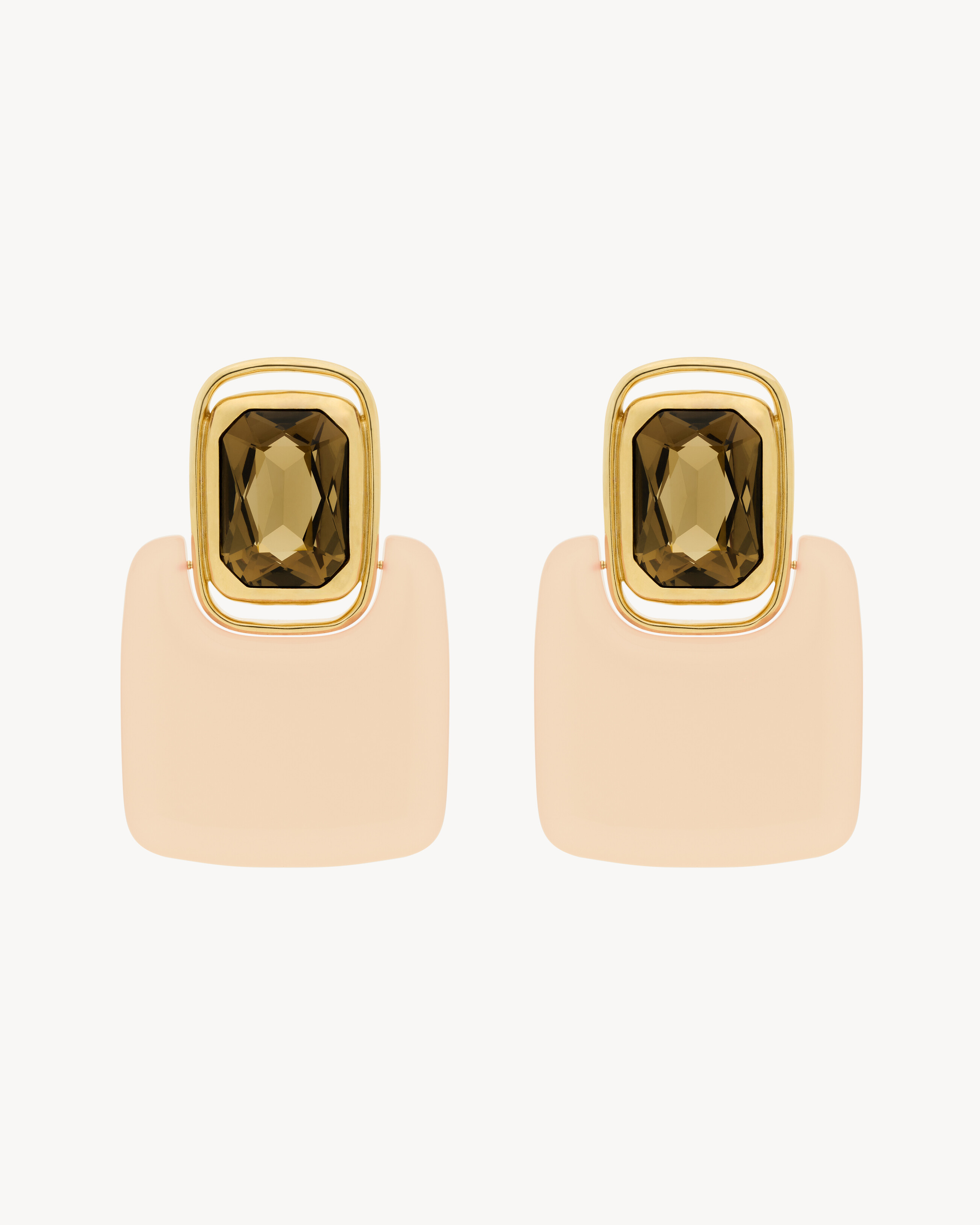 Pendientes cuadrados de resina y metal con cabujón