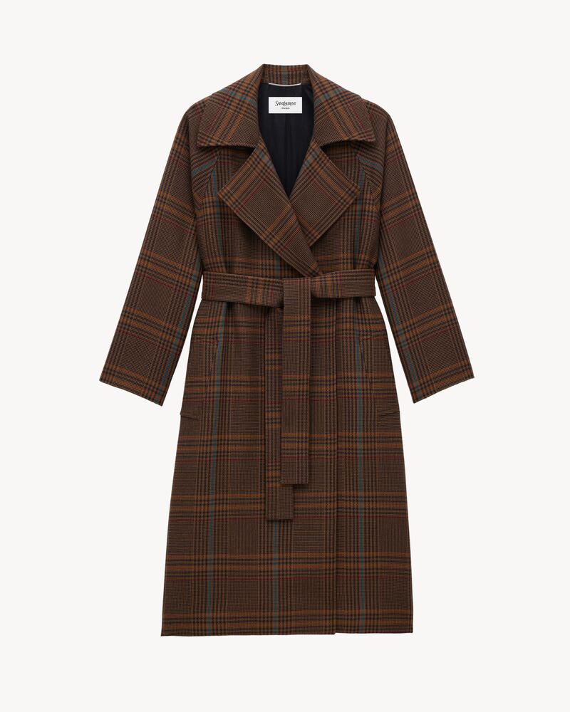 long coat in prince of wales wool