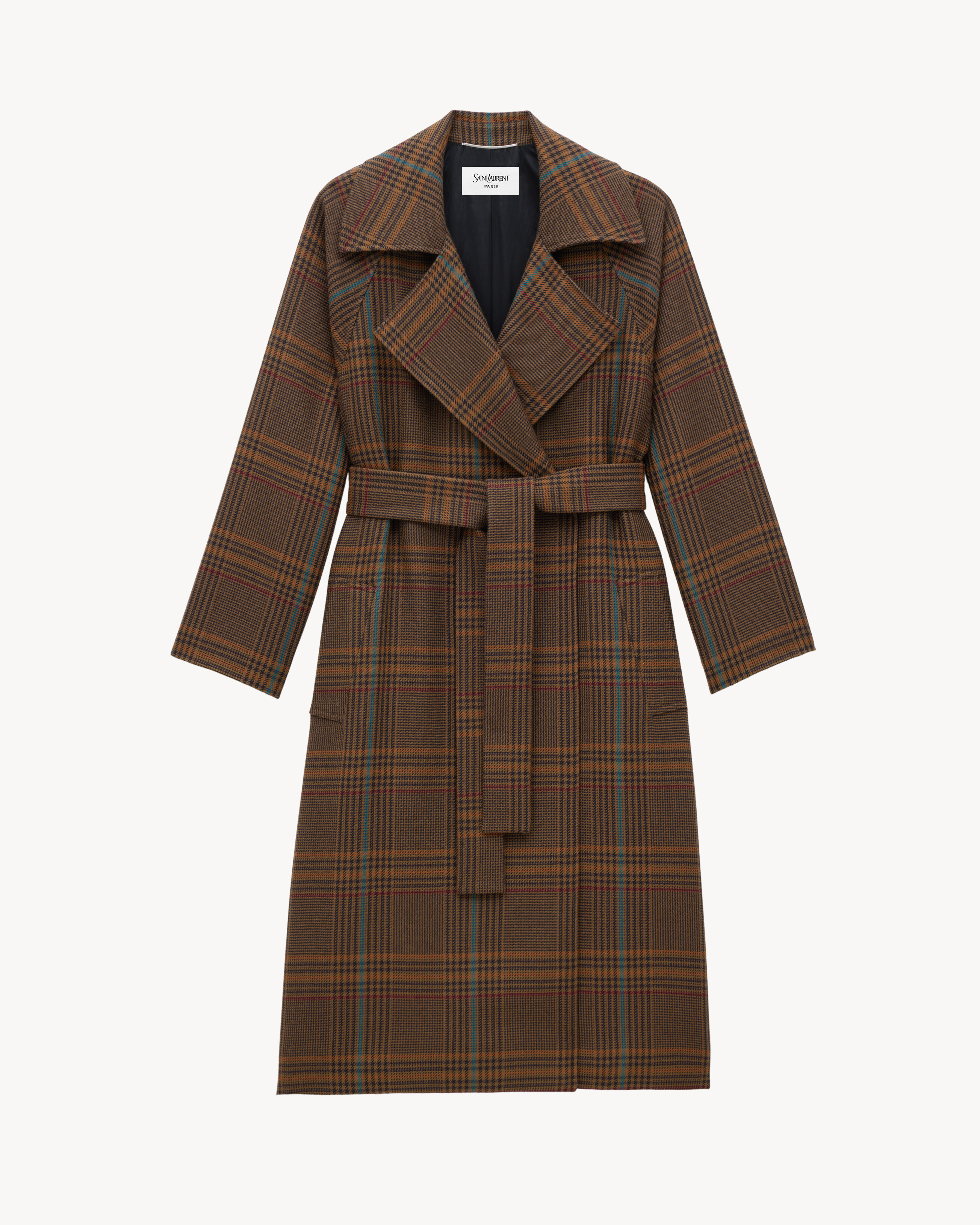 Cappotto lungo in lana Principe di Galles